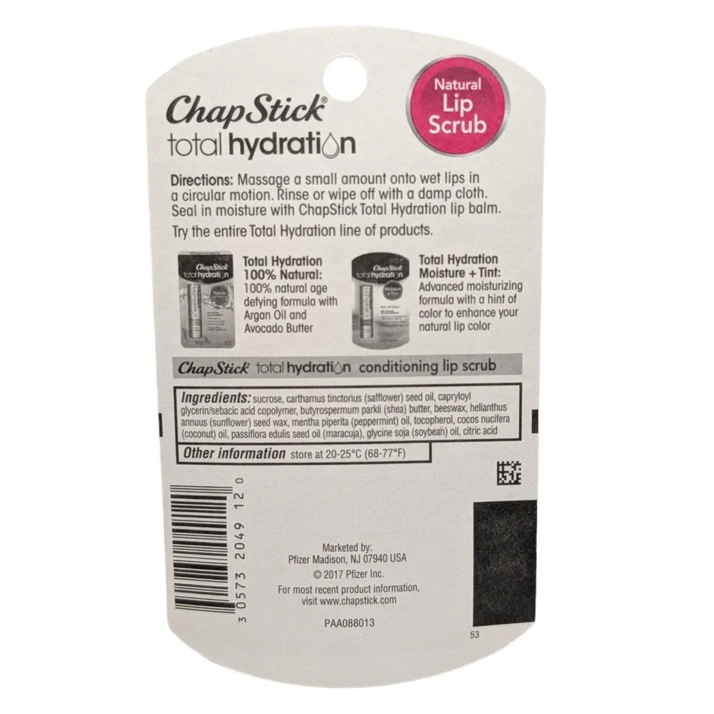 ChapStick Total Hydration Lip‎ Scrub 2 Pack Peppermint 0.27 oz Exfoliate